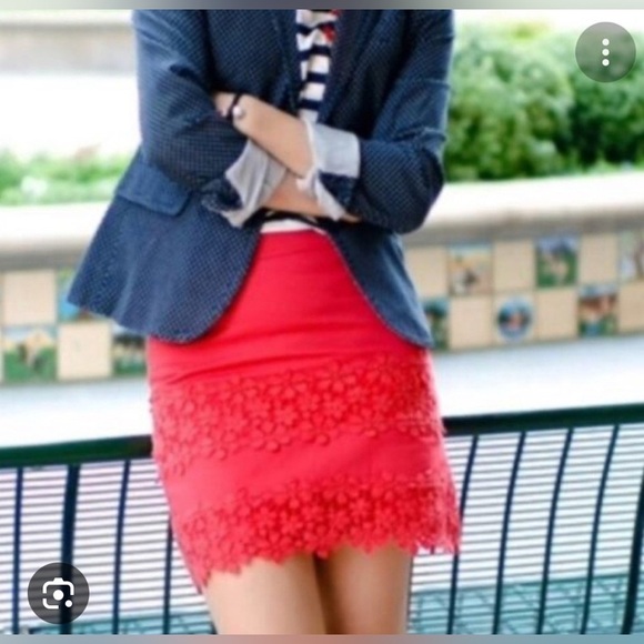 J. Crew Red Mini Pencil Skirt for Work - Picture 2 of 9
